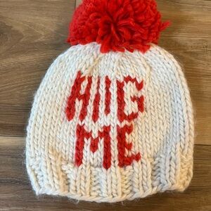 Cozy Knit 'Hug Me' Kids Beanie - Red and White